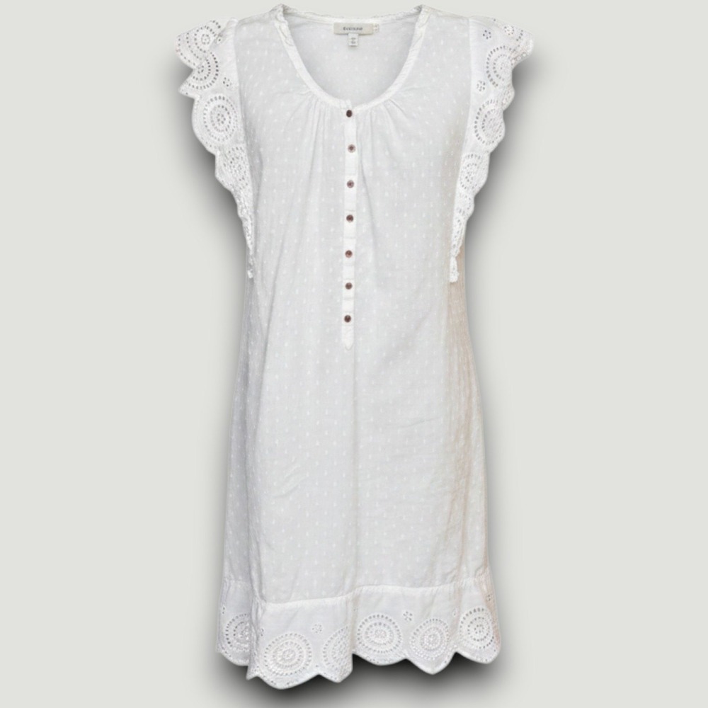 Venus de Milo Womens Dress White S/M Eyelet Cottagecore Victorian Prairie Boho